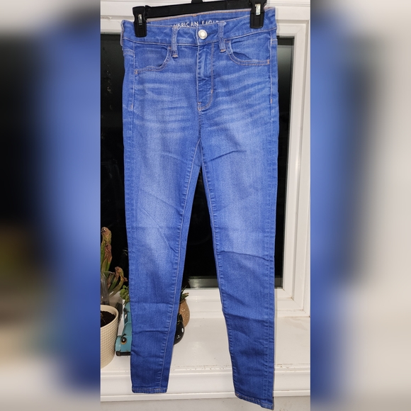 American Eagle Super Stretch Hi-Rise Jeggings - Vibrant Blue Size 2 - Picture 1 of 4